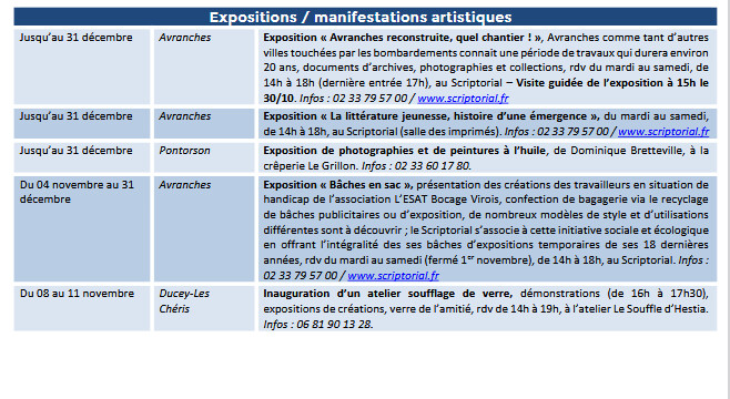 Mont Saint Michel - Normandie - Evénements du 30 octobre au 9 novembre
