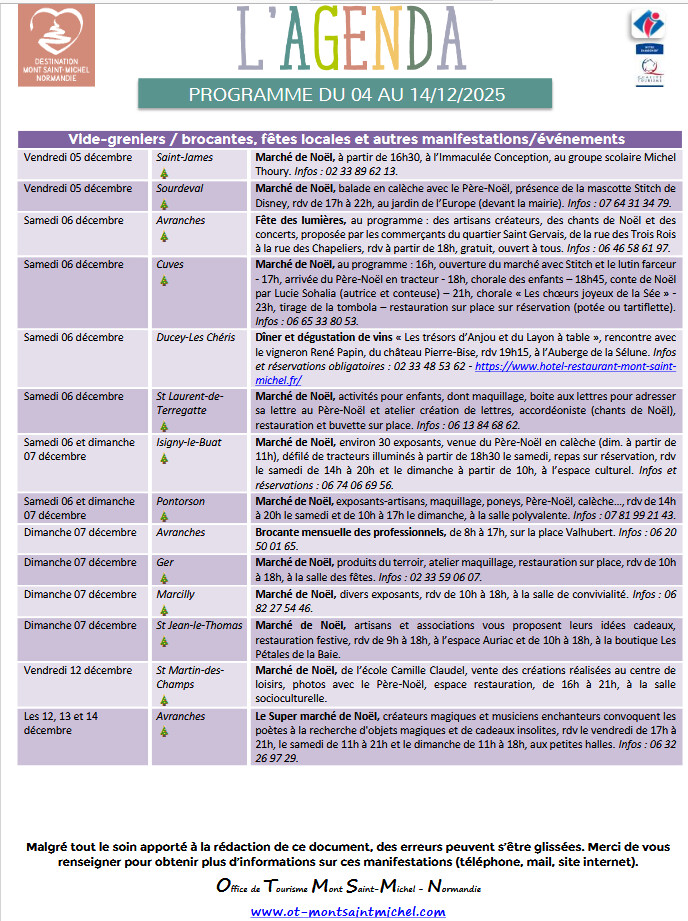 Mont Saint Michel - Normandie - Evénements du 04 au 14 décembre