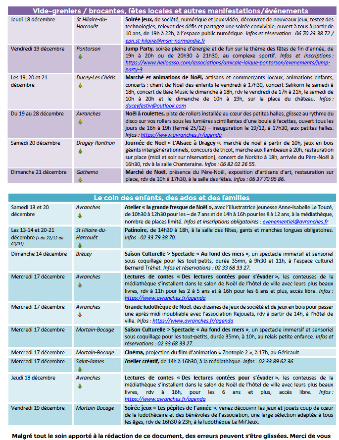 Mont Saint Michel - Normandie - Evénements du 11 au 21 décembre