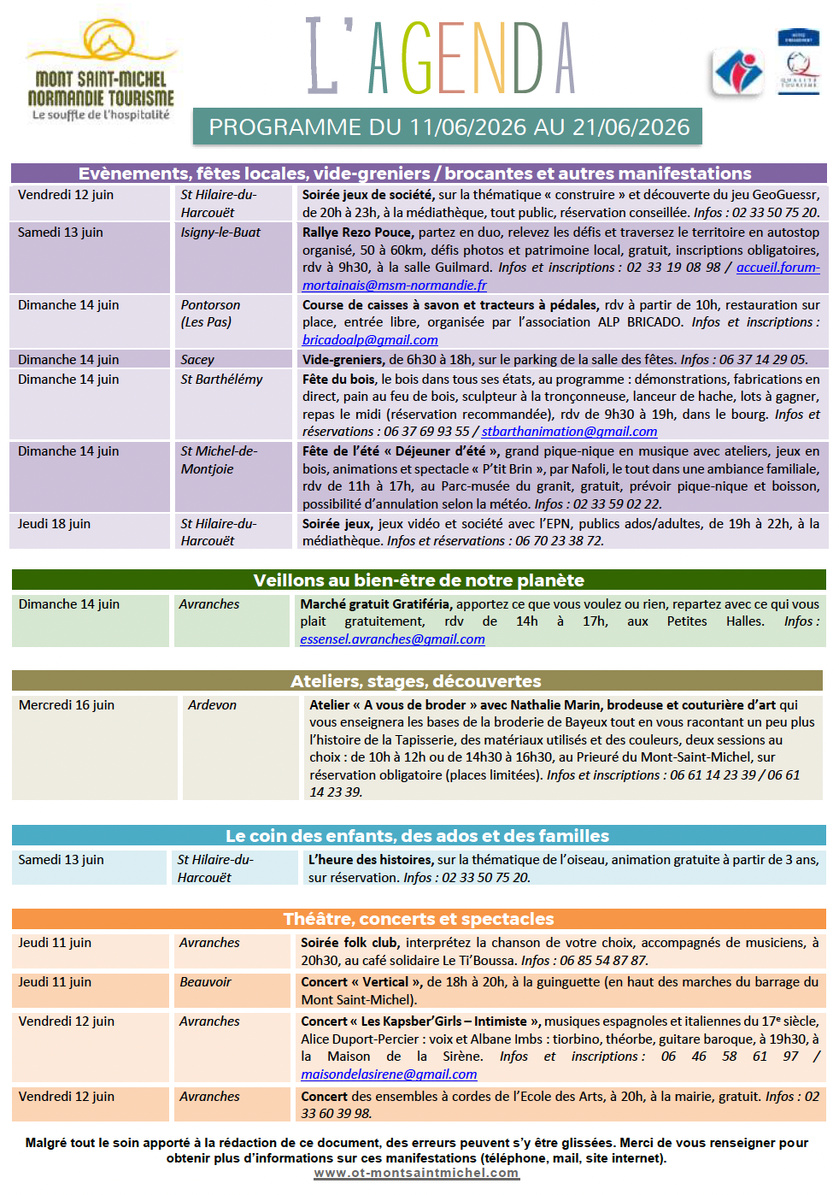 Mont Saint Michel - Normandie - Evenements du 11 au 21 juin Mont Saint Michel - Normandie - Evenements du 11 au 21 juin