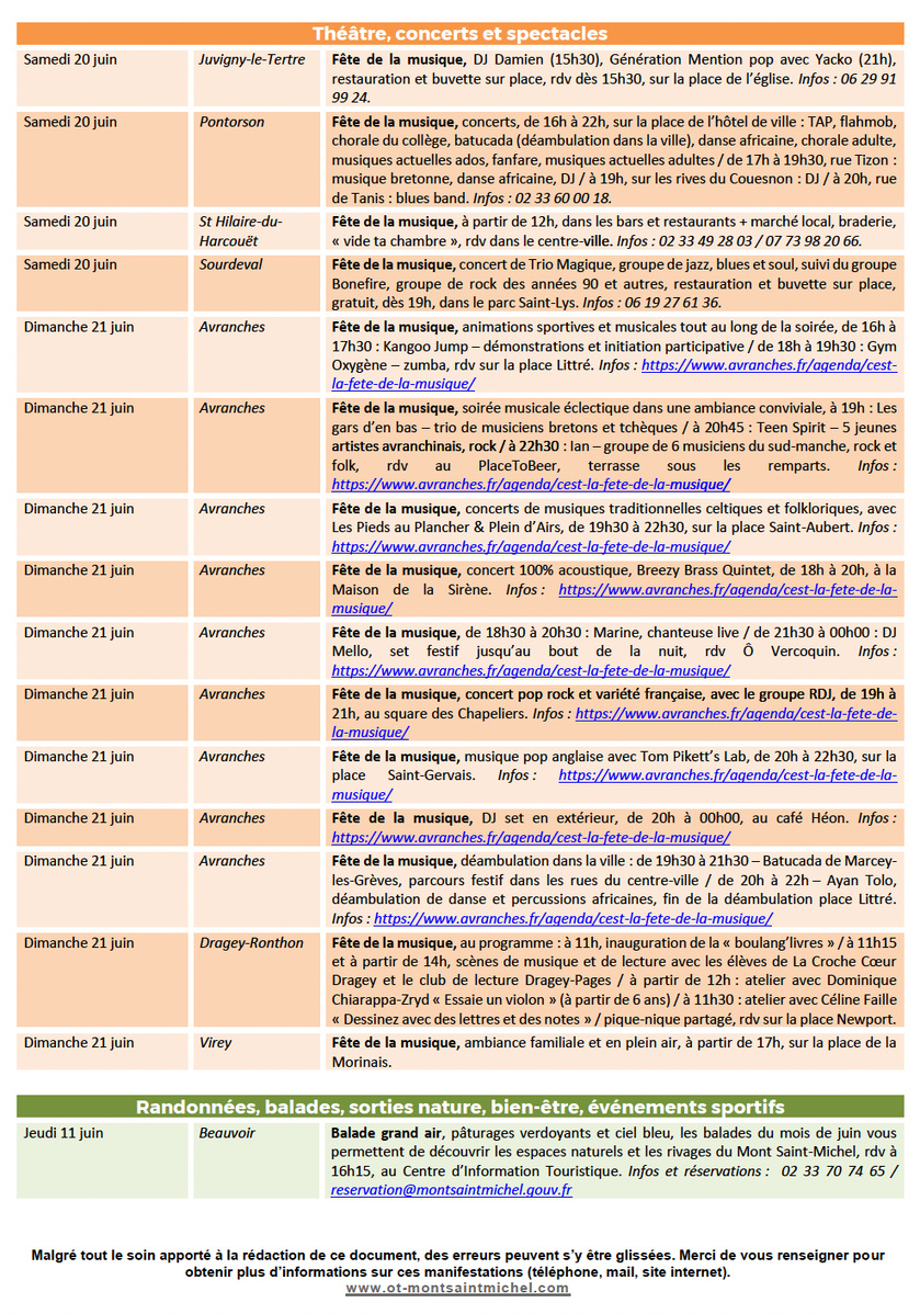 Mont Saint Michel - Normandie - Evenements du 11 au 21 juin Mont Saint Michel - Normandie - Evenements du 11 au 21 juin