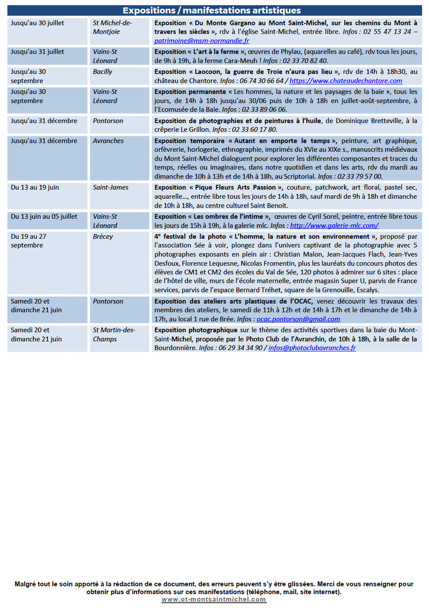 Mont Saint Michel - Normandie - Evenements du 11 au 21 juin Mont Saint Michel - Normandie - Evenements du 11 au 21 juin