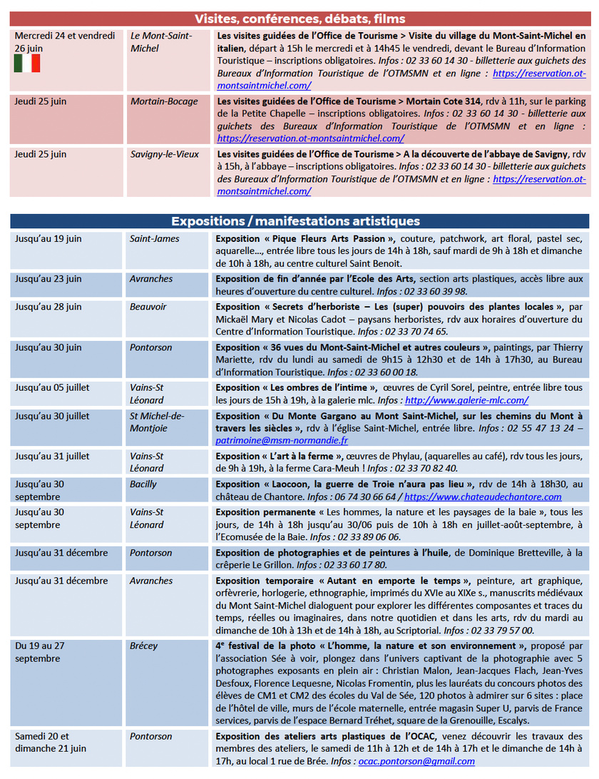 Mont Saint Michel - Normandie - Evenements du 18 au 28 juin Mont Saint Michel - Normandie - Evenements du 18 au 28 juin