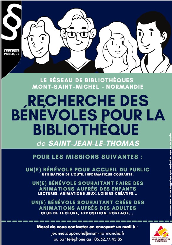 Devenez bénévole à la bibliothèque de Saint-Jean-le-Thomas Devenez bénévole à la bibliothèque de Saint-Jean-le-Thomas