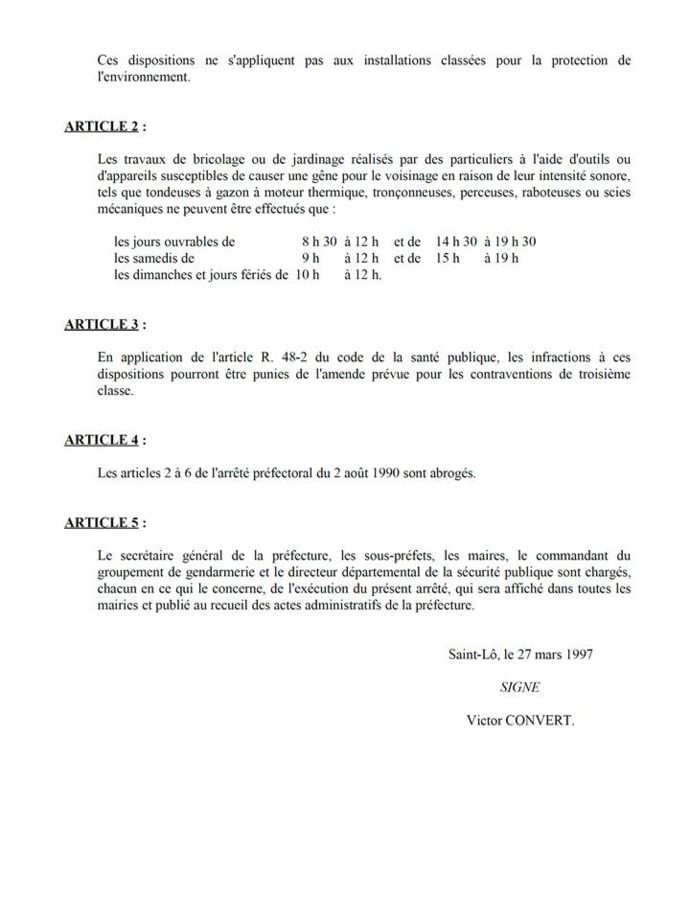Rappel de la réglementation concernant les activité bruyantes Rappel de la réglementation concernant les activité bruyantes