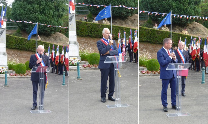 Alain Bachelier, Marc Lefevre et Bertrand Sorre évoquent la Paix et le devoir de mémoire, dans leurs discours. Alain Bachelier, Marc Lefevre et Bertrand Sorre évoquent la Paix et le devoir de mémoire, dans leurs discours.