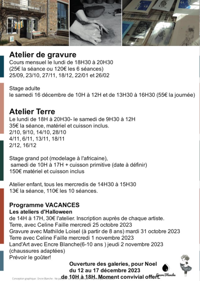 Stages d'automne aux Ateliers du Bout de la mer Stages d'automne aux Ateliers du Bout de la mer