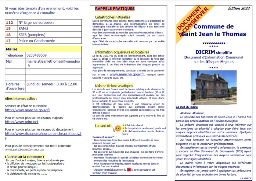 Document d'Information Communal sur les RIsques Majeurs - DICRIM Document d'Information Communal sur les RIsques Majeurs - DICRIM