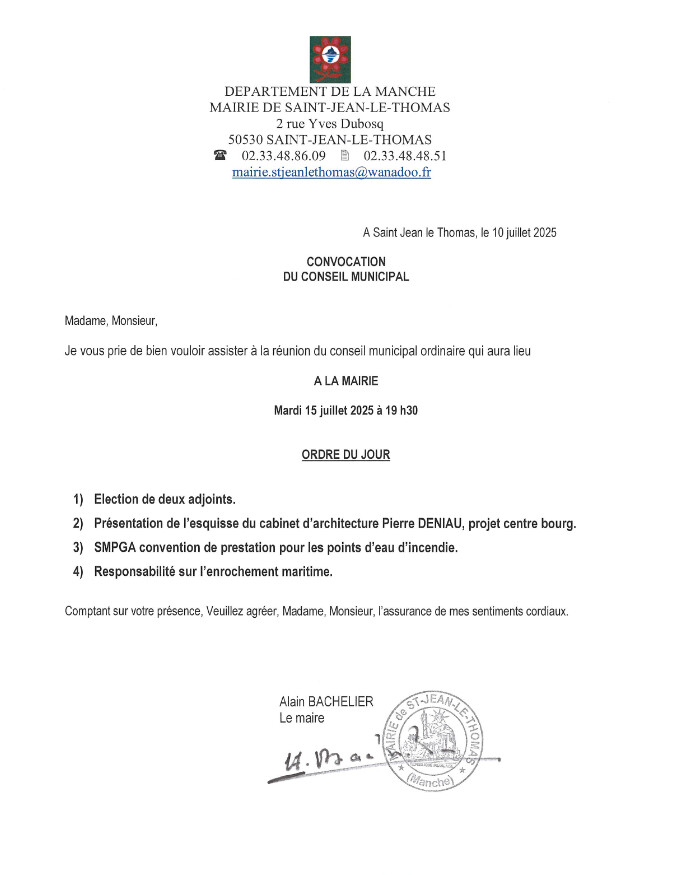 Conseil municipal le mardi 15 juillet 2025 à 19h30 Conseil municipal le mardi 15 juillet 2025 à 19h30