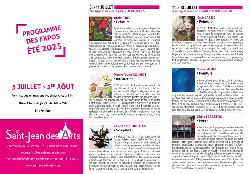 Saint Jean des Arts : saison estivale 2025