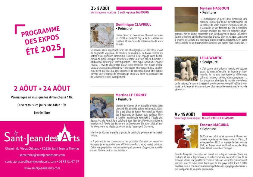 Saint Jean des Arts : saison estivale 2025