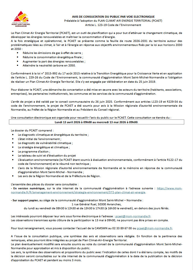 Plan Climat Air Energie Territorial (PCAET)