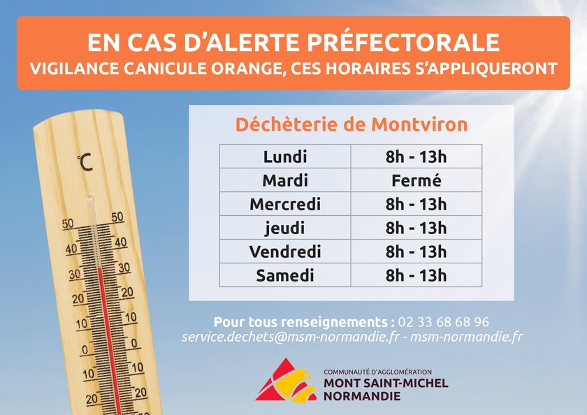 Déchèterie Montviron : horaires modifiés en cas d'alerte canicule