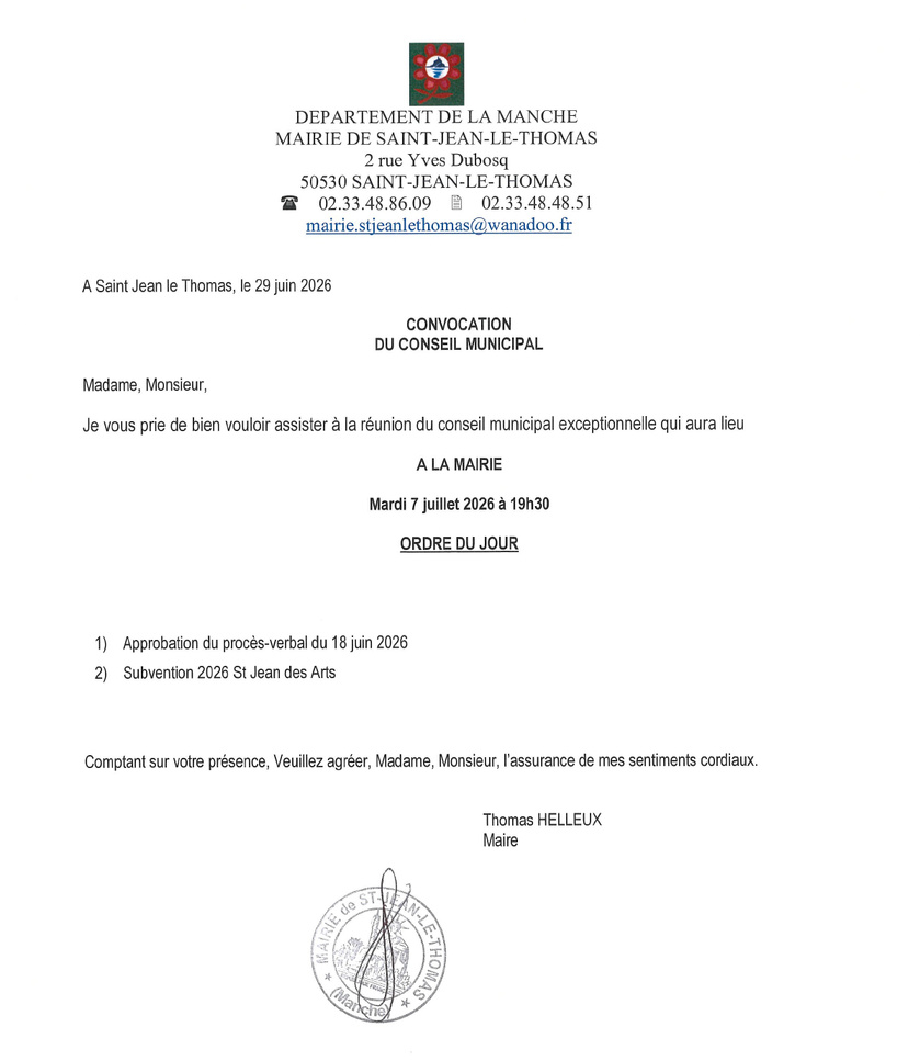 Conseil municipal : séance exceptionnelle le 7 juillet 2026 Conseil municipal : séance exceptionnelle le 7 juillet 2026