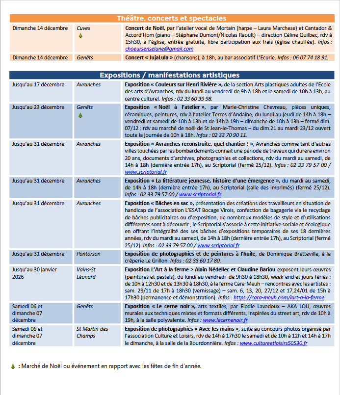 Mont Saint Michel - Normandie - Evénements du 04 au 14 décembre