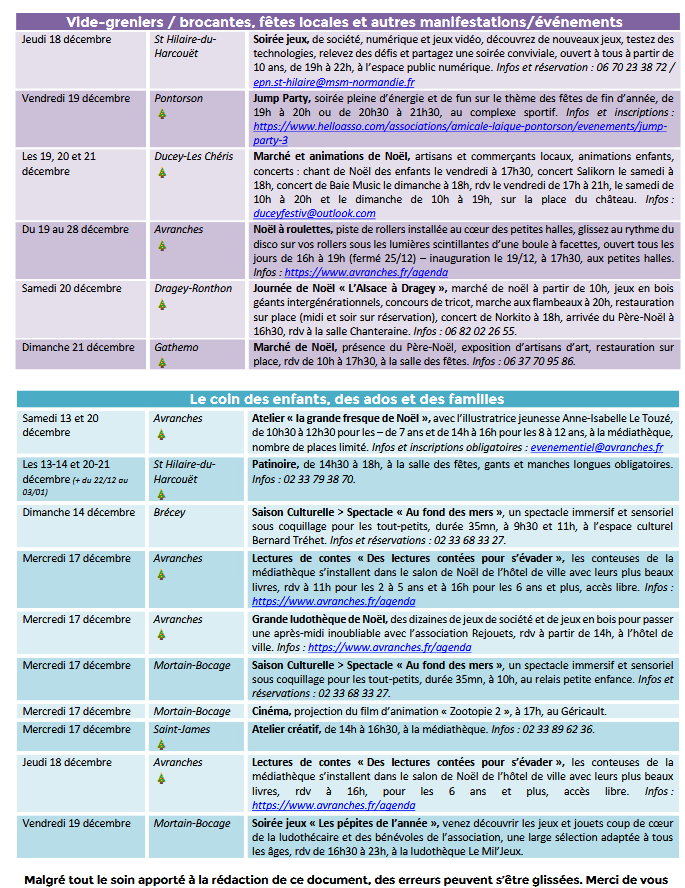 Mont Saint Michel - Normandie - Evénements du 11 au 21 décembre