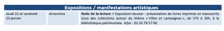 Mont Saint Michel - Normandie - Evénements du 22 janvier au 1er février