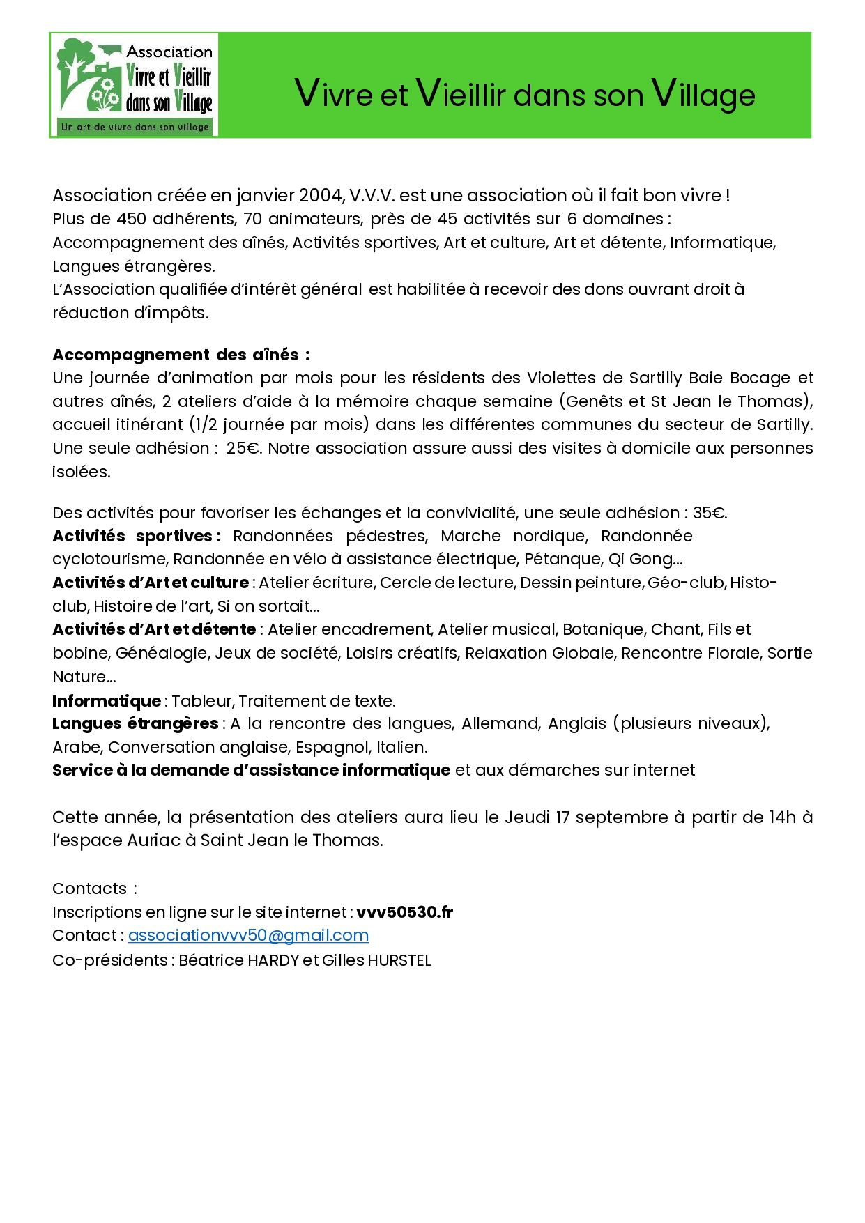 V.V.V. – Vivre et Vieillir dans son Village : une association pour apprendre, partager et se rencontrer