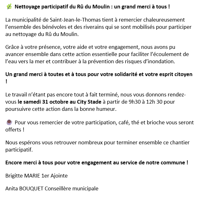 Nettoyage participatif du Ru du Moulin : un grand merci aux bénévoles, et rendez-vous le 31/10 !