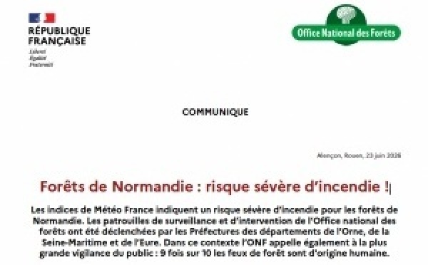 Forêts de Normandie : risque sévère d’incendie !