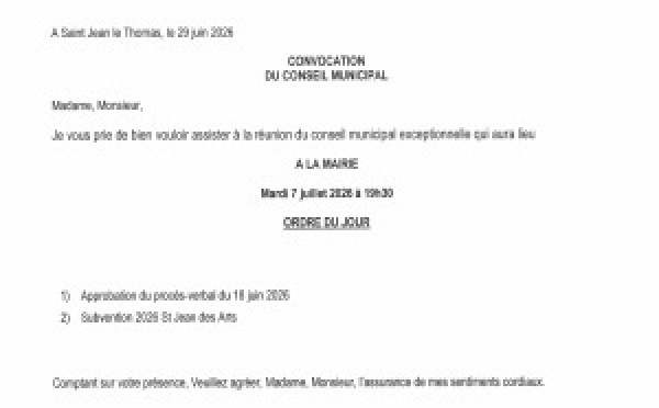 Conseil municipal : séance exceptionnelle le 7 juillet 2026
