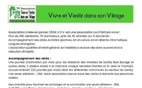 V.V.V. – Vivre et Vieillir dans son Village : une association pour apprendre, partager et se rencontrer
